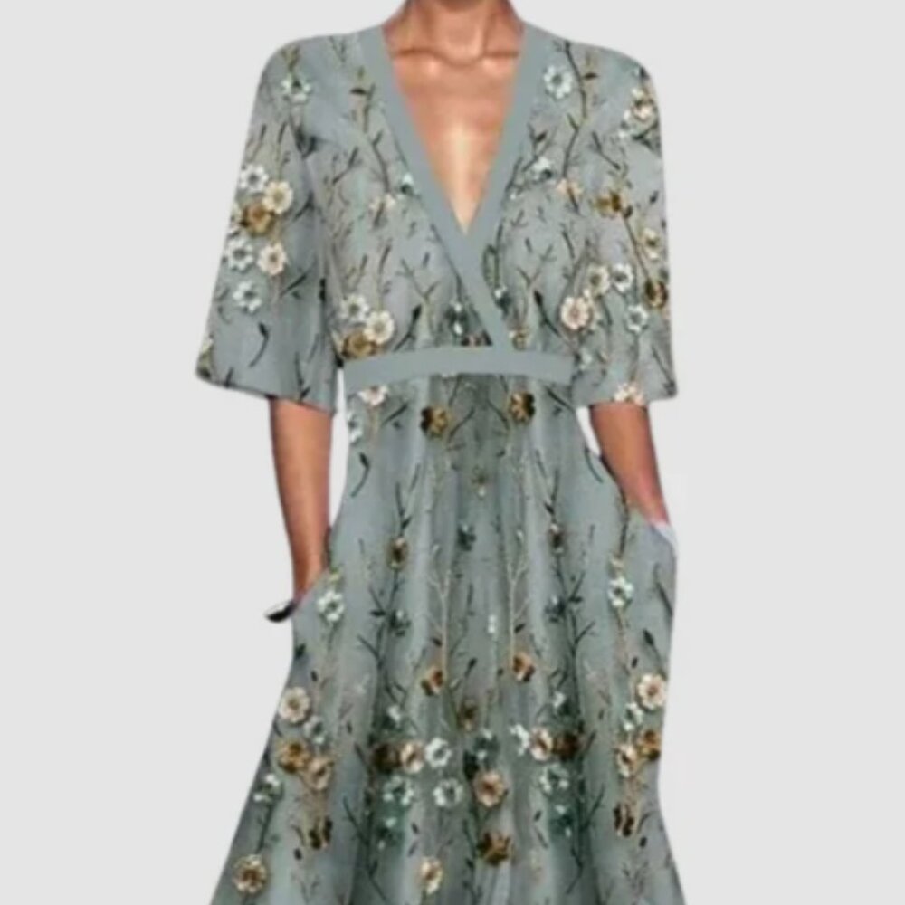 Floral Earthtone Midi Dress